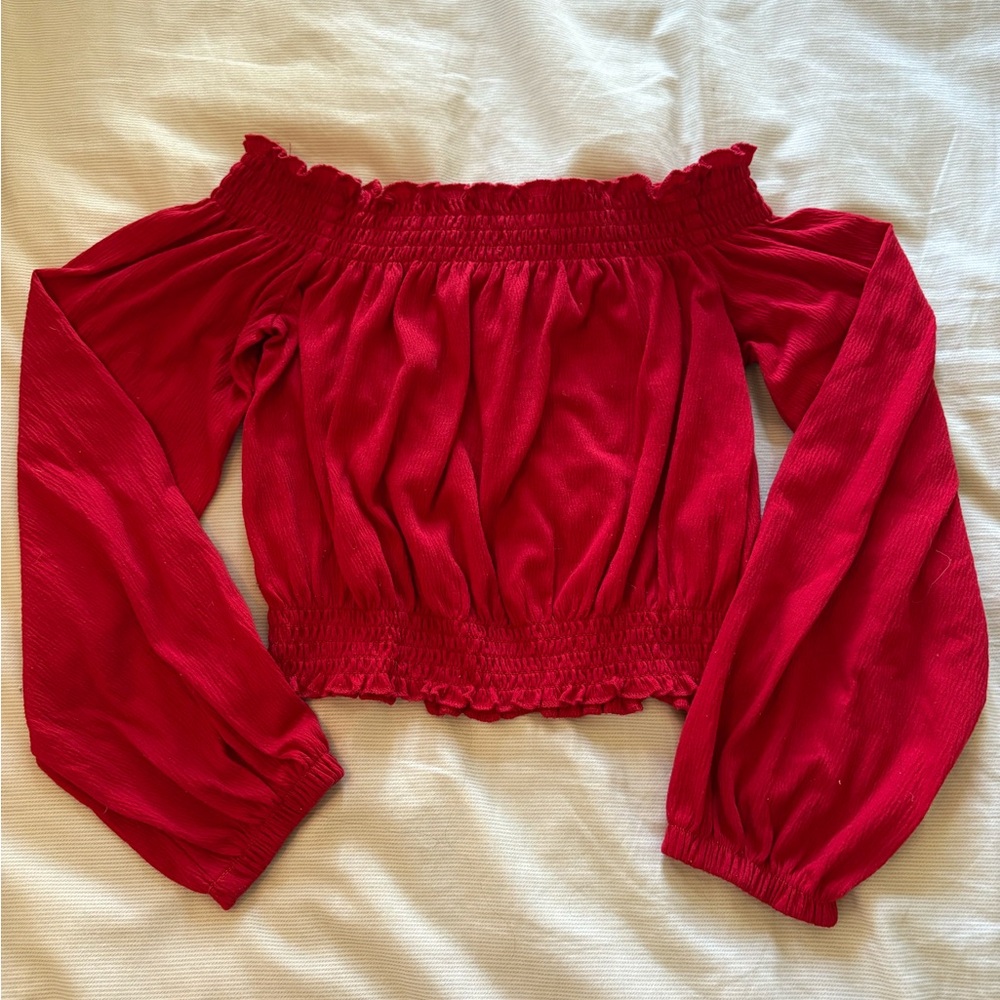 H&M Vibrant Red Off-Shoulder Blouse